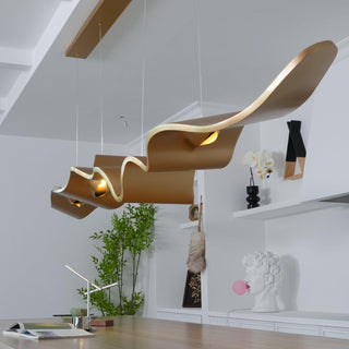 Gold Ribbon Sculptural Aluminum Chandelier