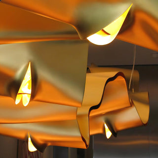 Gold Ribbon Sculptural Aluminum Chandelier