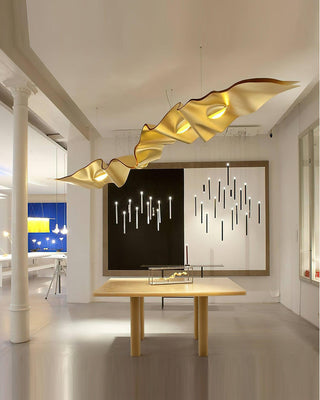 Gold Ribbon Sculptural Aluminum Chandelier