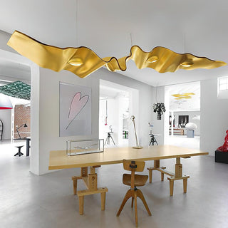 Gold Ribbon Sculptural Aluminum Chandelier