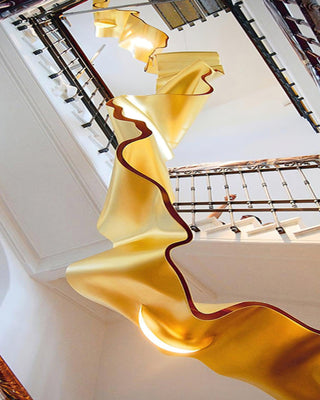 Gold Ribbon Sculptural Aluminum Chandelier