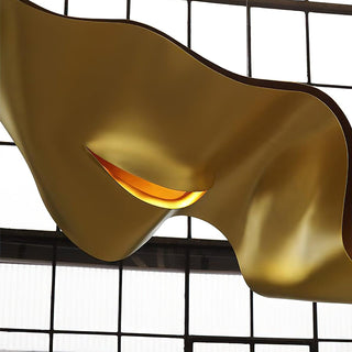Gold Ribbon Sculptural Aluminum Chandelier