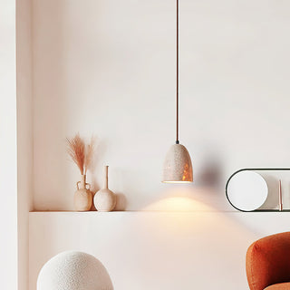 Grace Bell Minimalist Yellow Travertine Pendant Light