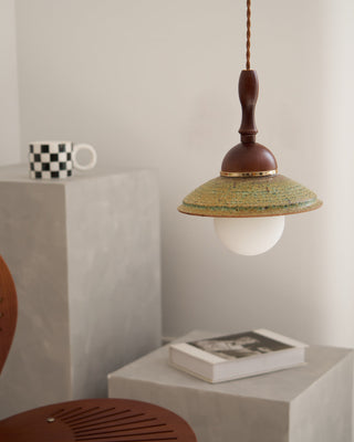 Greenfield Vintage Wood Ceramic Pendant Light