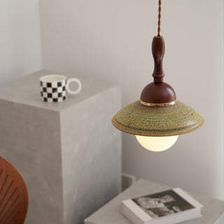 Greenfield Vintage Wood Ceramic Pendant Light