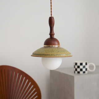 Greenfield Vintage Wood Ceramic Pendant Light