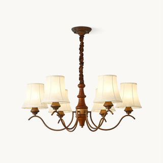 Lila Traditional Wood Fabric Chandelier