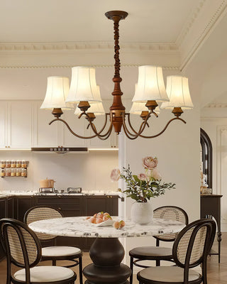 Lila Traditional Wood Fabric Chandelier