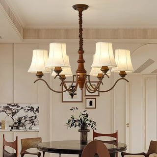 Lila Traditional Wood Fabric Chandelier