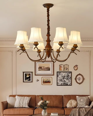 Lila Traditional Wood Fabric Chandelier