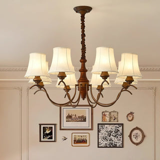 Lila Traditional Wood Fabric Chandelier