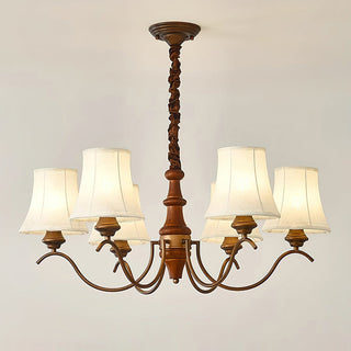 Lila Traditional Wood Fabric Chandelier