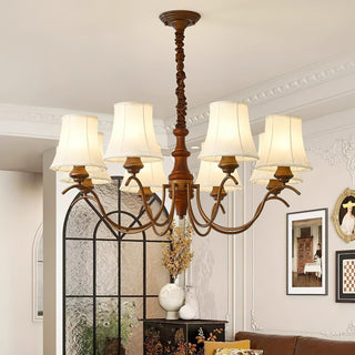 Lila Traditional Wood Fabric Chandelier