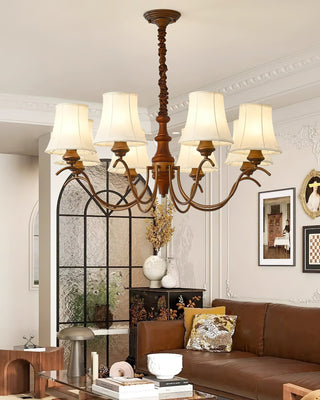 Lila Traditional Wood Fabric Chandelier