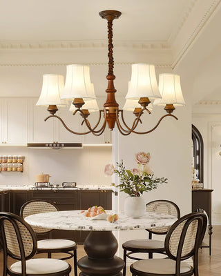 Lila Traditional Wood Fabric Chandelier