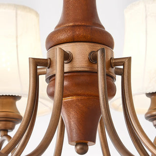 Lila Traditional Wood Fabric Chandelier