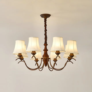 Lila Traditional Wood Fabric Chandelier