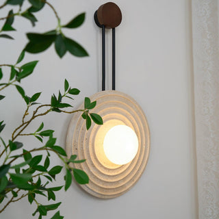 Growth Ring Contemporary Travertine Wall Light