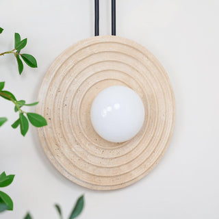 Growth Ring Contemporary Travertine Wall Light