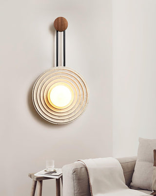 Growth Ring Contemporary Travertine Wall Light