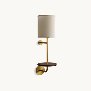 Gustav Brass Wood Shelf Wall Light