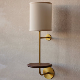 Gustav Brass Wood Shelf Wall Light