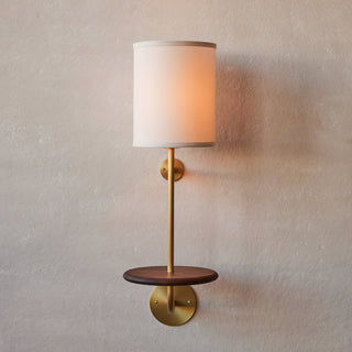 Gustav Brass Wood Shelf Wall Light
