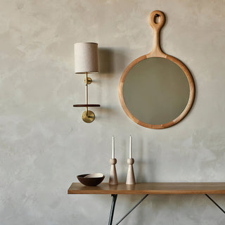 Gustav Brass Wood Shelf Wall Light