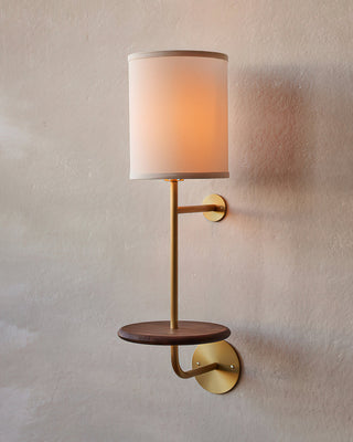 Gustav Brass Wood Shelf Wall Light