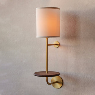 Gustav Brass Wood Shelf Wall Light