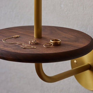 Gustav Brass Wood Shelf Wall Light