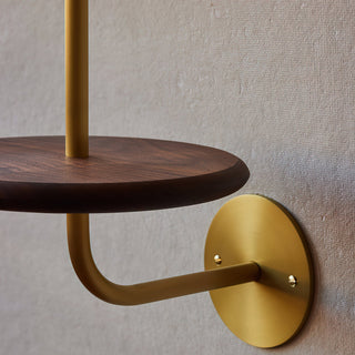 Gustav Brass Wood Shelf Wall Light