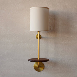 Gustav Brass Wood Shelf Wall Light