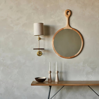 Gustav Brass Wood Shelf Wall Light