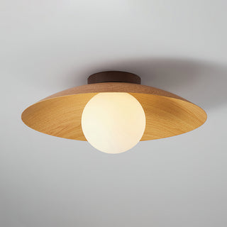 Elias Scandinavian Wood & Glass Ceiling Light