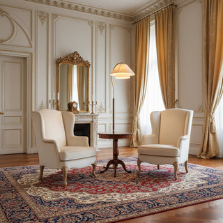 Hands Curved Wood Brass Floor Lamp