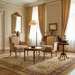 Hands Curved Wood Brass Floor Lamp