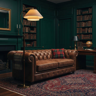 Hands Curved Wood Brass Floor Lamp