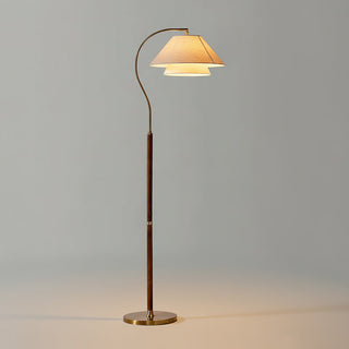 Hands Curved Wood Brass Floor Lamp