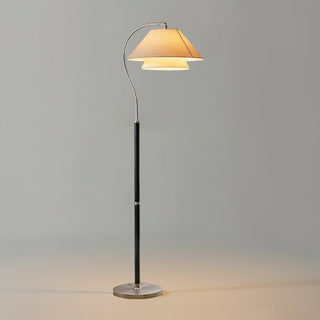 Hands Curved Wood Brass Floor Lamp