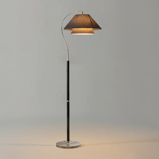 Hands Curved Wood Brass Floor Lamp