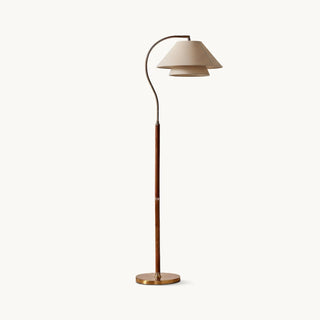 Hands Curved Wood Brass Floor Lamp