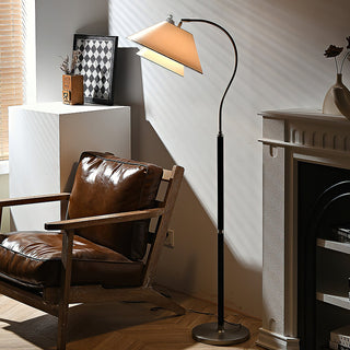Hands Curved Wood Brass Floor Lamp