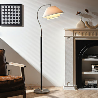 Hands Curved Wood Brass Floor Lamp