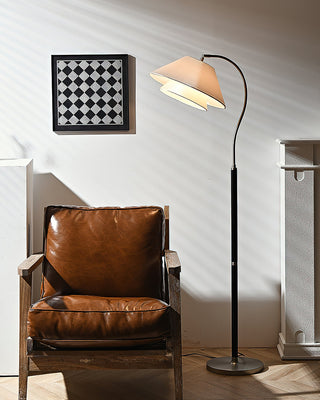 Hands Curved Wood Brass Floor Lamp
