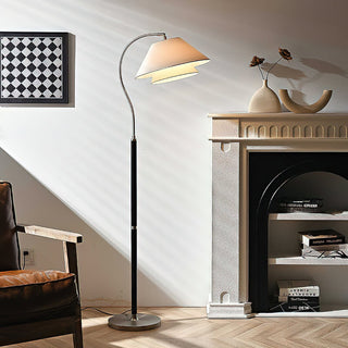 Hands Curved Wood Brass Floor Lamp