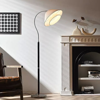 Hands Curved Wood Brass Floor Lamp
