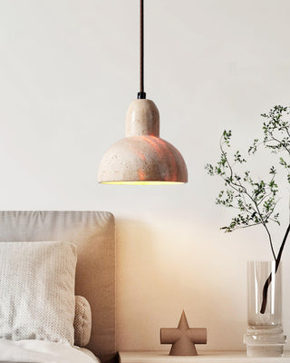 Harvest Halo Wabi-Sabi Travertine Pendant Light