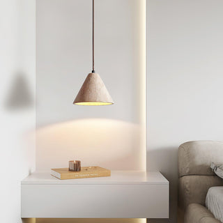 Harvest Halo Wabi-Sabi Travertine Pendant Light