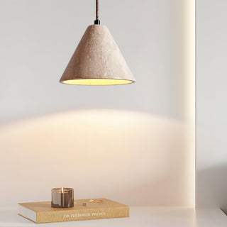 Harvest Halo Wabi-Sabi Travertine Pendant Light